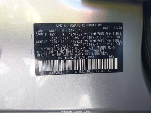 4S4WMAFD8L3451951 Subaru 2020