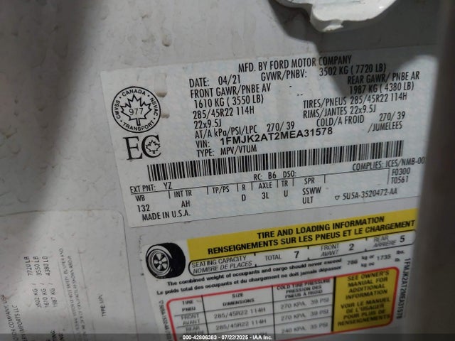 1FMJK2AT2MEA31578 Ford 3.5l gtdi
