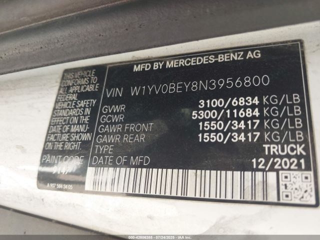 2022 MERCEDES-BENZ METRIS W1YV0BEY8N3956800 Photo 8