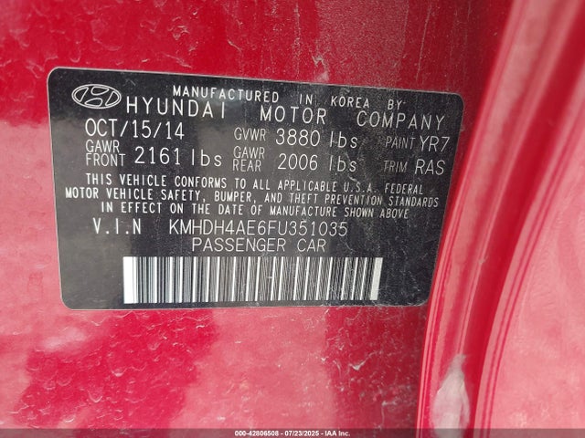 KMHDH4AE6FU351035 Hyundai dohc mpi nu
