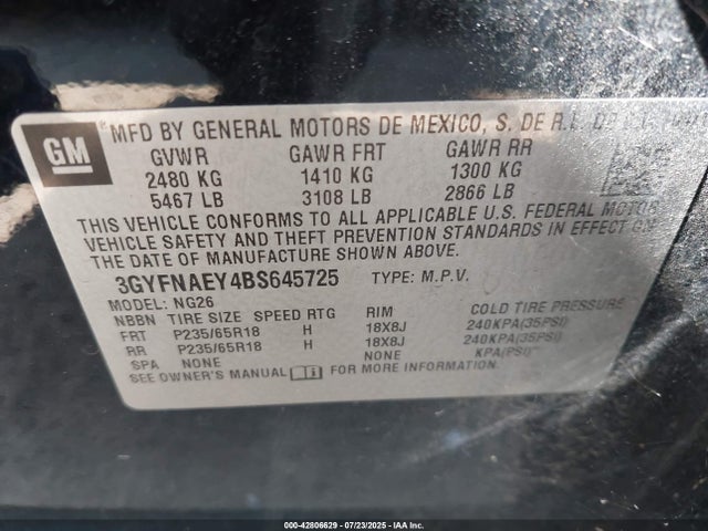2011 CADILLAC SRX 3GYFNAEY4BS645725 Photo 8