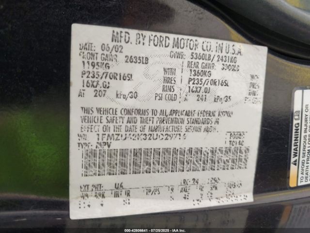 2002 FORD EXPLORER 1FMZU62K32UD29716 Photo 8