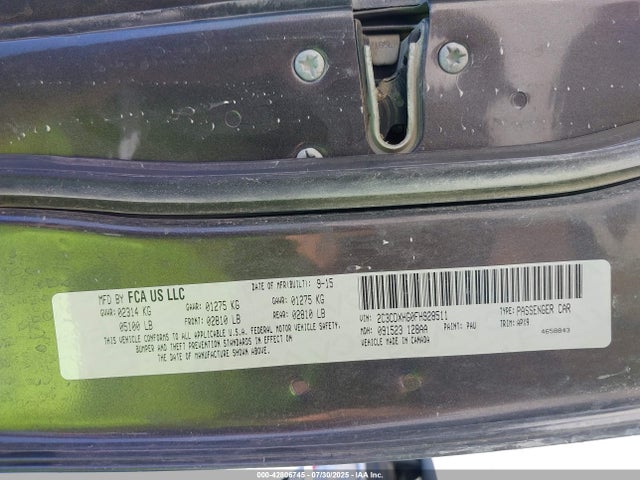 2C3CDXHG0FH928511 Dodge 2015