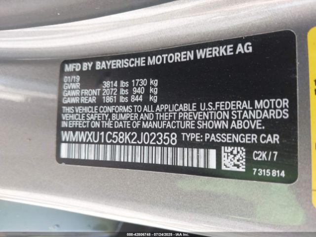 2019 MINI HARDTOP WMWXU1C58K2J02358 Photo 8