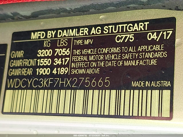 WDCYC3KF7HX275665 Mercedes-Benz G-Class