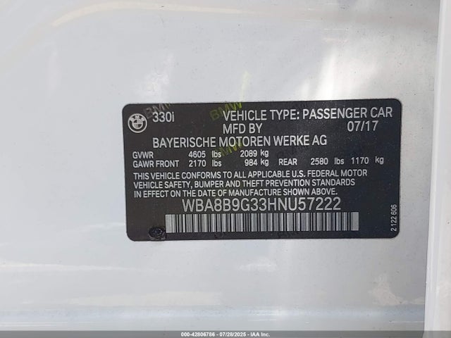 WBA8B9G33HNU57222 BMW 2017