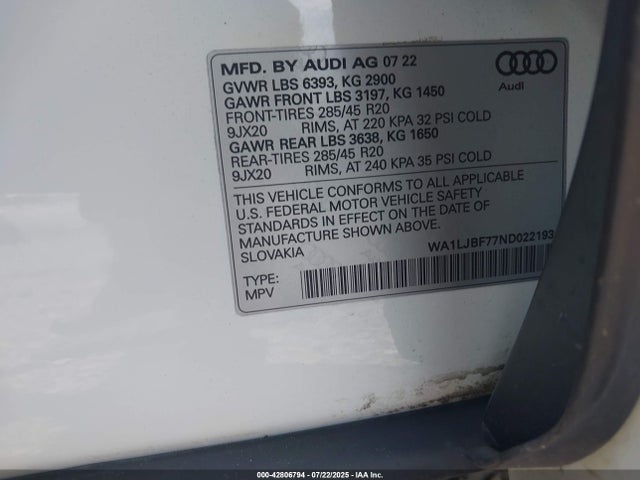 2022 AUDI Q7 WA1LJBF77ND022193 Photo 8