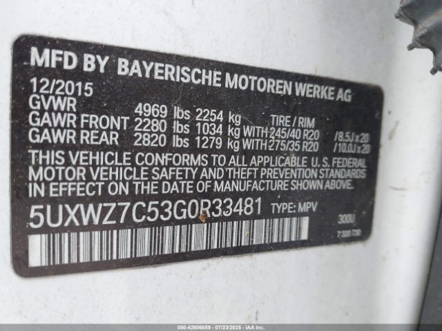 2016 BMW X3 5UXWZ7C53G0R33481 Photo 8