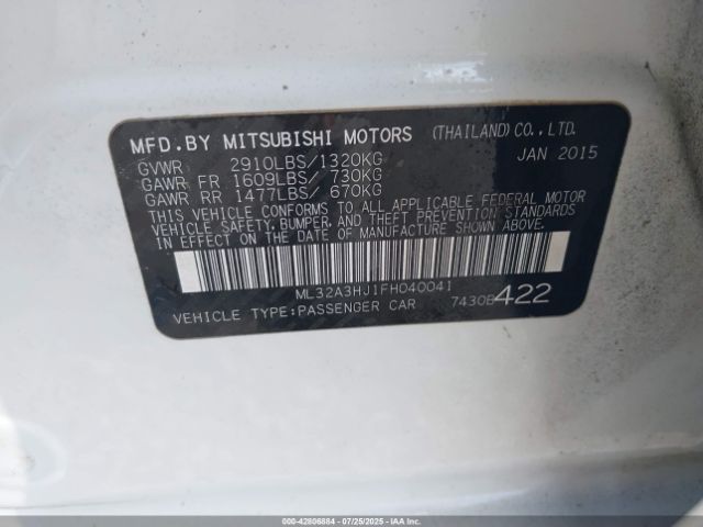2015 MITSUBISHI MIRAGE ML32A3HJ1FH040041 Photo 8