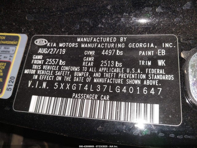 5XXGT4L37LG401647 KIA gdi