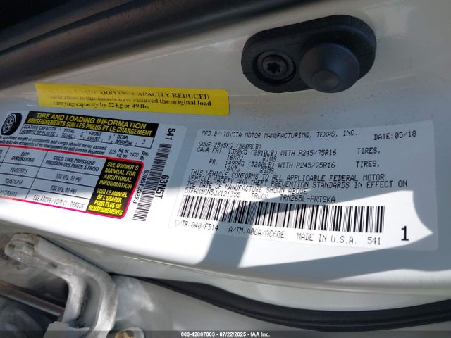 5TFAX5GN5JX121355 Toyota 2tr-fe