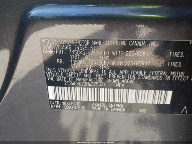 2017 TOYOTA RAV4 2T3WFREV2HW375574 Photo 8