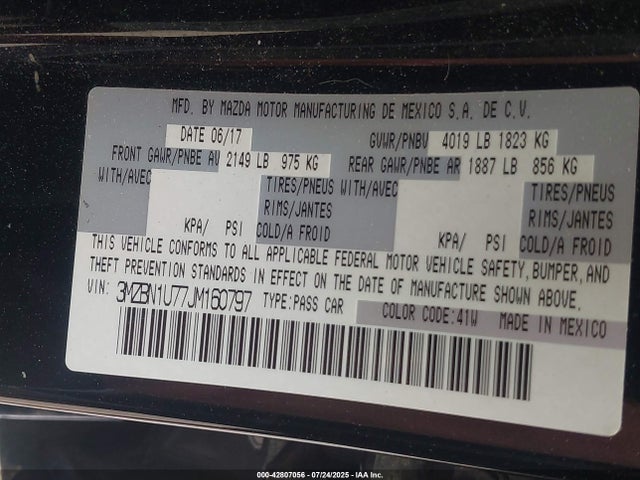 Mazda pe 2018 3MZBN1U77JM160797 Image 9