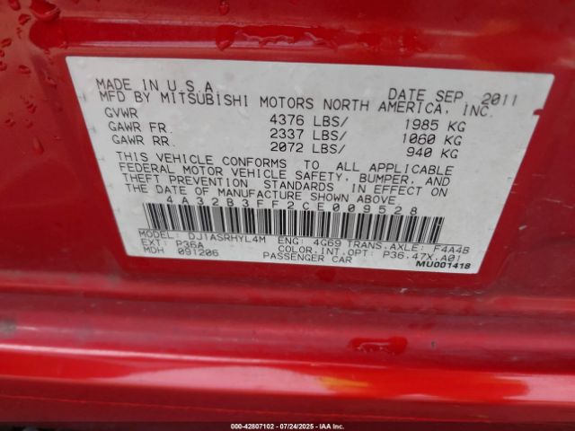 2012 MITSUBISHI GALANT 4A32B3FF2CE009528 Photo 8