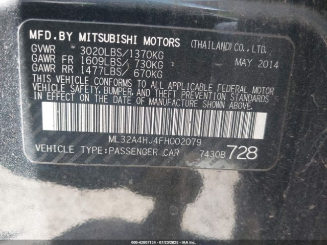 2015 MITSUBISHI MIRAGE ML32A4HJ4FH002079 Photo 8