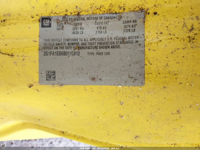 2011 CHEVROLET CAMARO 2G1FA1ED6B9115812 Photo 8