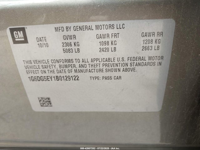 2011 CADILLAC CTS 1G6DG5EY1B0129122 Photo 8