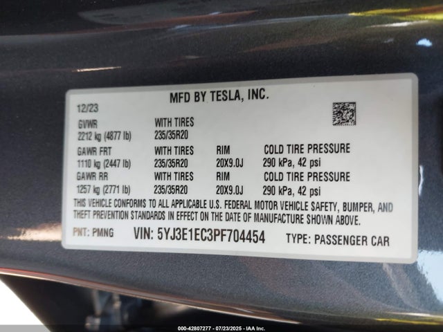 2023 TESLA MODEL 3 5YJ3E1EC3PF704454 Photo 8