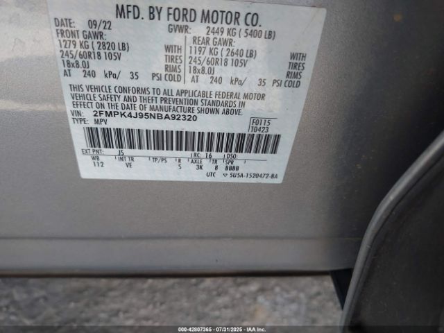 2022 FORD EDGE 2FMPK4J95NBA92320 Photo 8