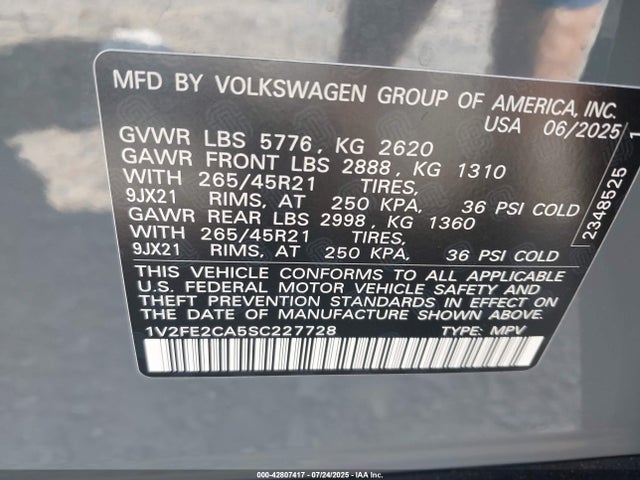 Volkswagen 2.0 tsi 2025 1V2FE2CA5SC227728 Image 9