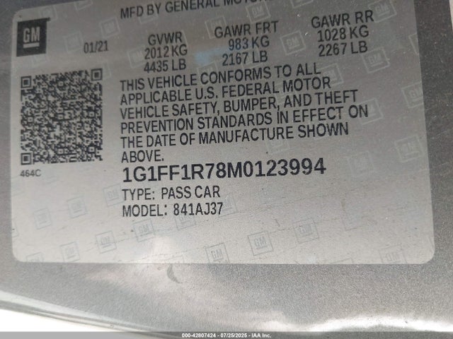 1G1FF1R78M0123994 Chevrolet lt1 - direct injection, afm, variable valve timing, high output, alum