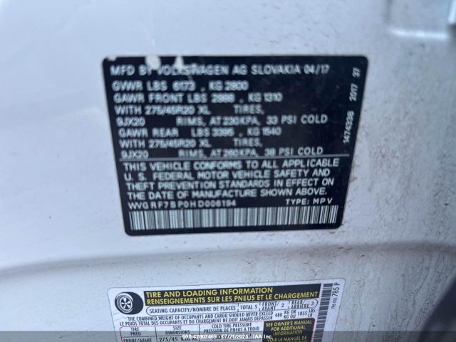 2017 VOLKSWAGEN TOUAREG WVGRF7BP0HD006194 Photo 8