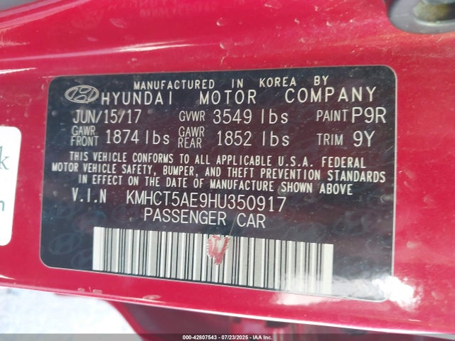 KMHCT5AE9HU350917 Hyundai 2017