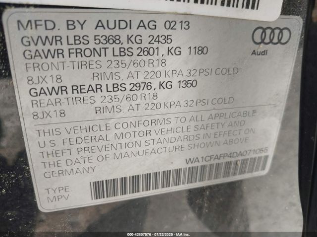 2013 AUDI Q5 WA1CFAFP4DA071055 Photo 8