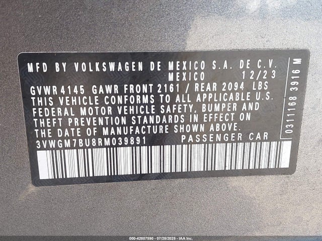 3VWGM7BU8RM039891 Volkswagen tsi