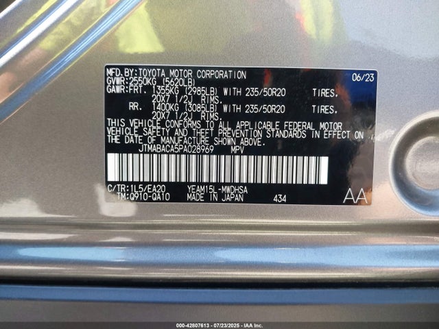 Toyota 1ym motor 2023 JTMABACA5PA028969 Image 9