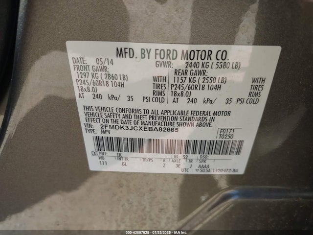Ford Edge 2014 2FMDK3JCXEBA82665 Image 9