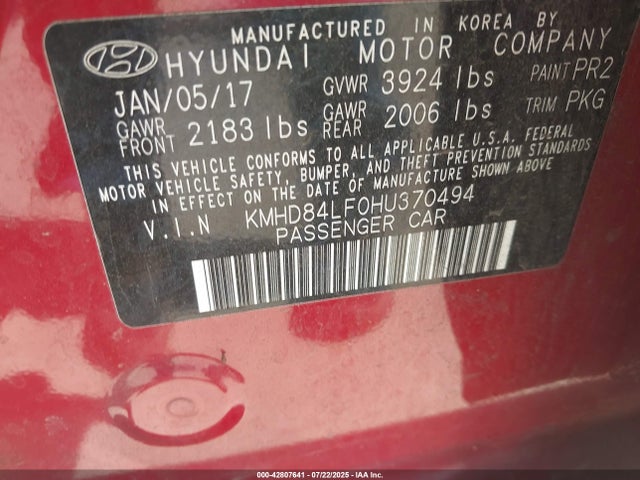 KMHD84LF0HU370494 Hyundai Elantra