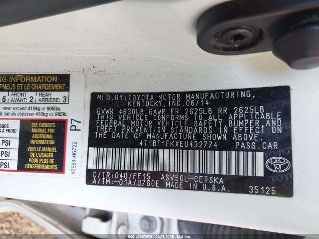 Toyota 2ar-fe 2014 4T1BF1FKXEU432774 Image 9