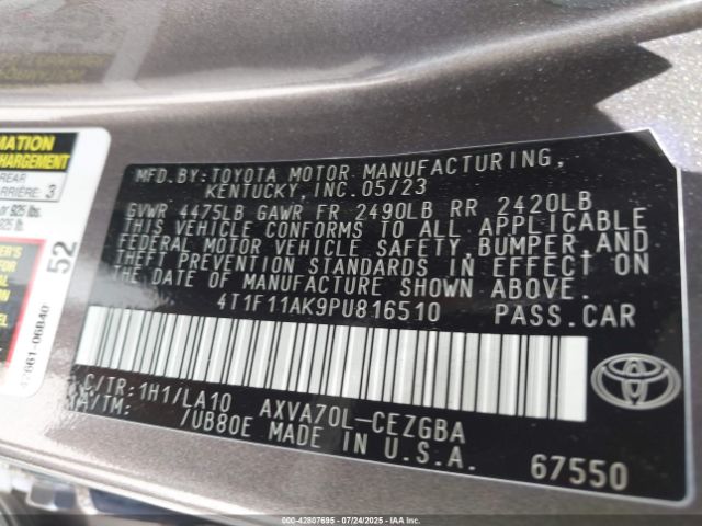 2023 TOYOTA CAMRY 4T1F11AK9PU816510 Photo 8