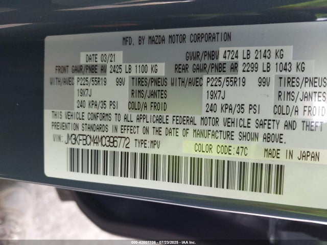Mazda py cylinder decativation 2021 JM3KFBCM4M0396772 Image 9