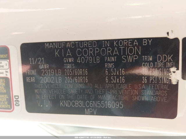 KNDCB3LC6N5516095 KIA gdi