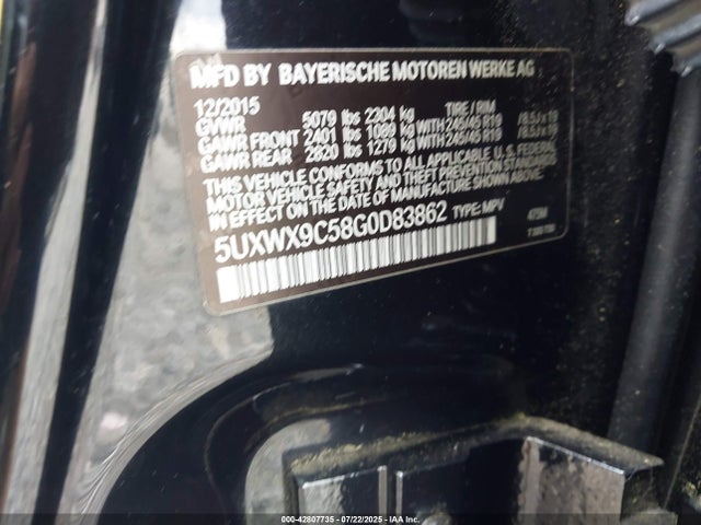 5UXWX9C58G0D83862 BMW 2016