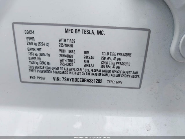 2024 TESLA MODEL Y 7SAYGDEE9RA331202 Photo 8