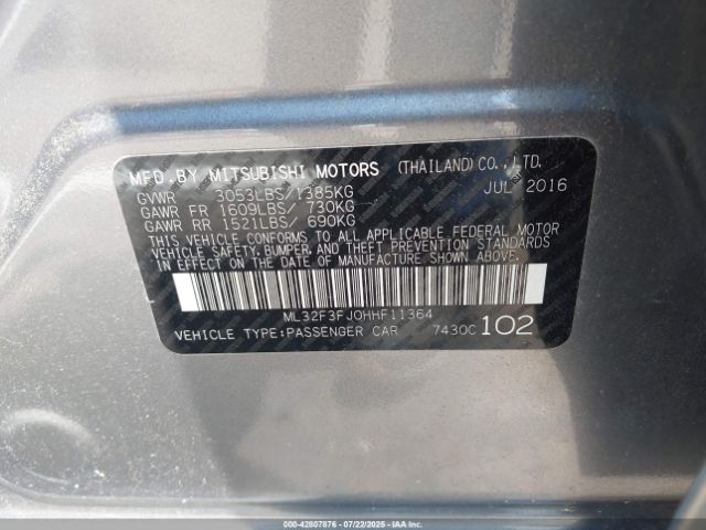 2017 MITSUBISHI MIRAGE G4 ML32F3FJ0HHF11364 Photo 8