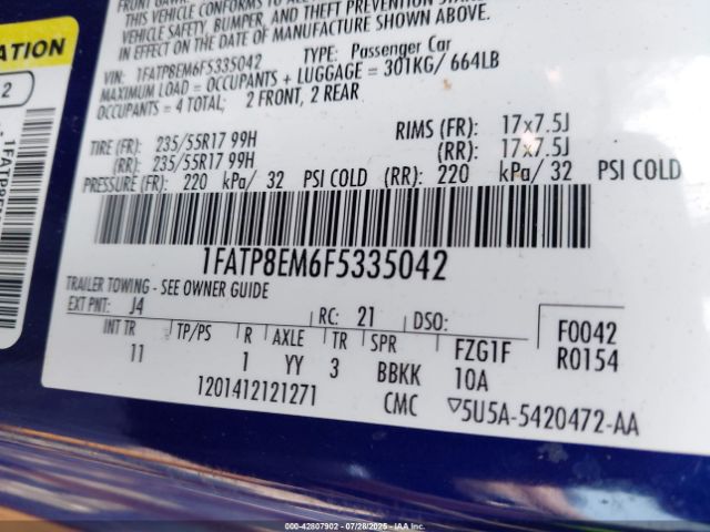 2015 FORD MUSTANG 1FATP8EM6F5335042 Photo 8