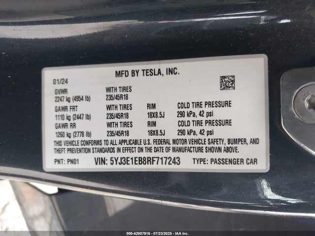 2024 TESLA MODEL 3 5YJ3E1EB8RF717243 Photo 8