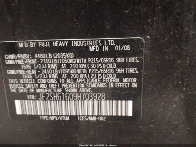 2009 SUBARU FORESTER JF2SH61609H703928 Photo 8