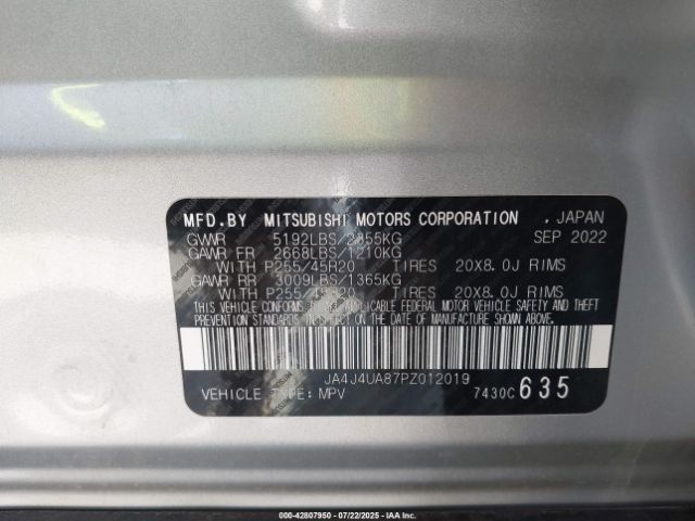 2023 MITSUBISHI OUTLANDER JA4J4UA87PZ012019 Photo 8