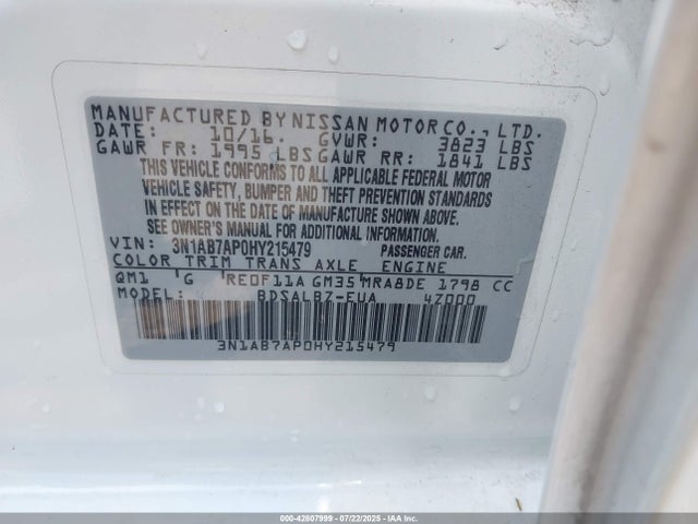 3N1AB7AP0HY215479 Nissan 2017