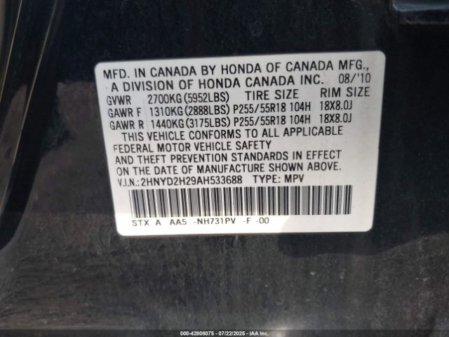 2010 ACURA MDX 2HNYD2H29AH533688 Photo 8