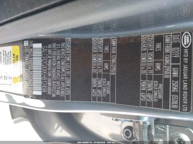 SALCR2GXXKH812498 Land Rover aj20p