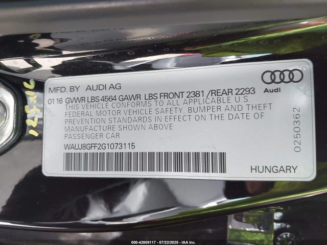 2016 AUDI A3 WAUJ8GFF2G1073115 Photo 8