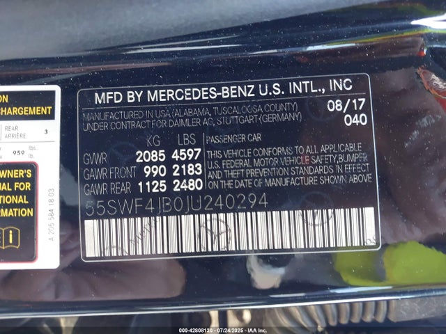 55SWF4JB0JU240294 Mercedes-Benz m274