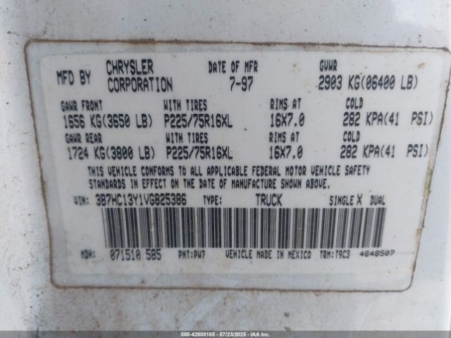 1997 DODGE RAM 1500 3B7HC13Y1VG825386 Photo 8