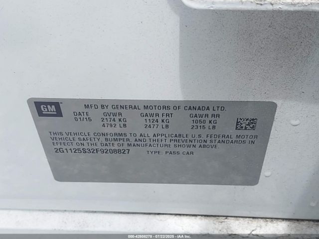 2015 CHEVROLET IMPALA 2G1125S32F9208827 Photo 8